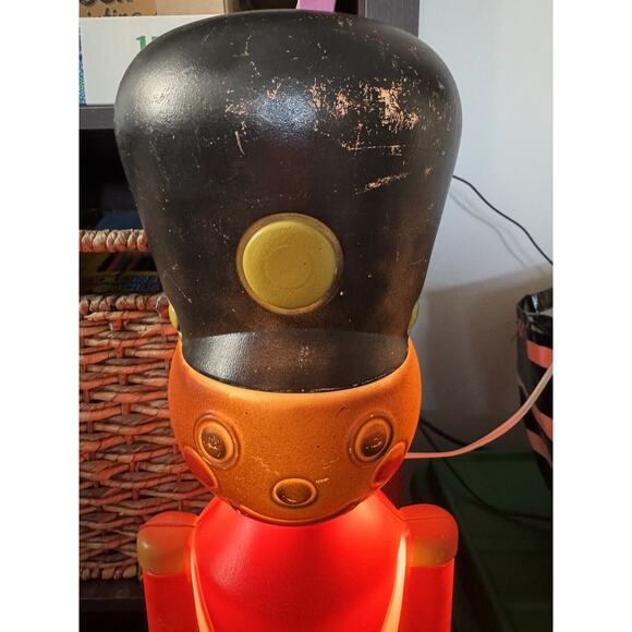 Vtg LightUp AA Toy Soldier Christmas Decoration Nutcracker Style LG 3ft BlowMold - Picture 6 of 15